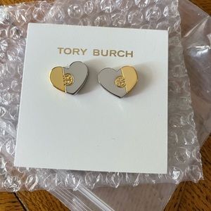 Tory Burch Double Patchwork Gold/Silver stud earrings